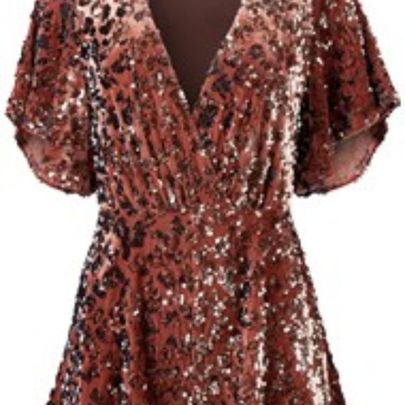 Venus Rust Multi Sequin Romper Size S - Picture 5 of 12